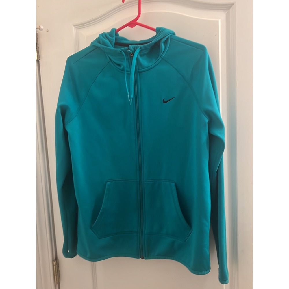 Nike Womens Dri-FIT Therma Fleece Full Zip Hoodie Teal Blue 683856-345 Size M